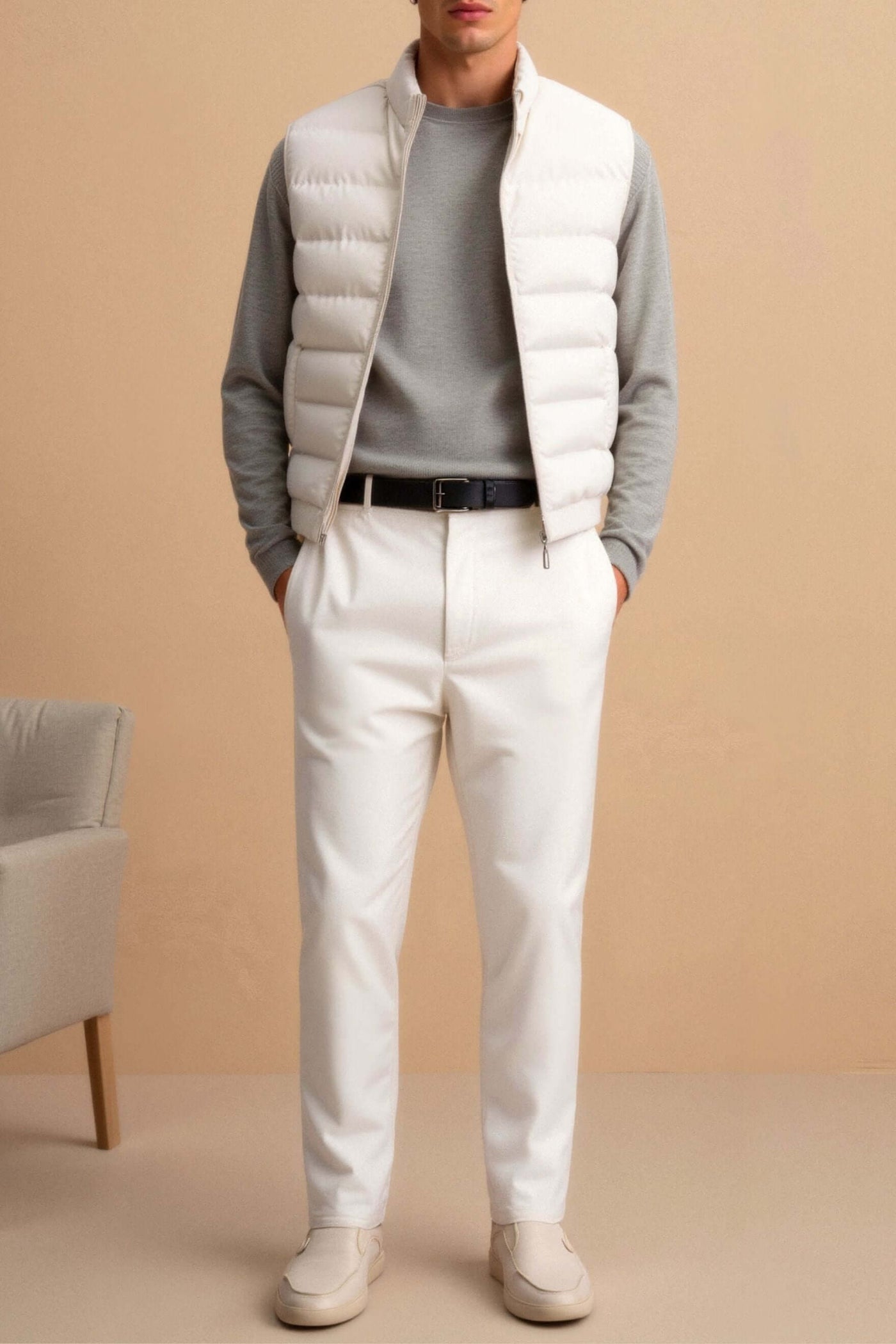 Gilet matelassé homme blanc - léger pour l'hiver