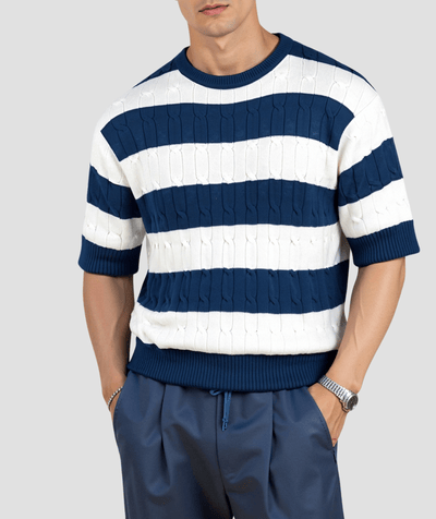 T-shirt rayé maille côtelée – Été & intemporel