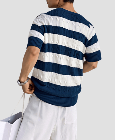 T-shirt rayé maille côtelée – Été & intemporel