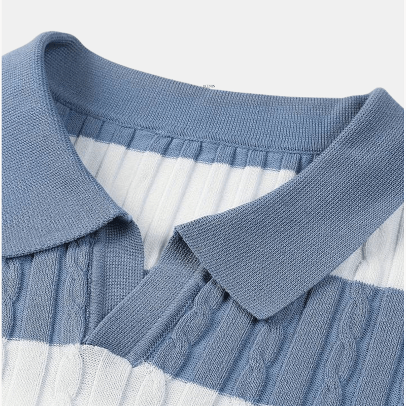 Polo élégant homme à rayures blanches – Slim fit & confortable