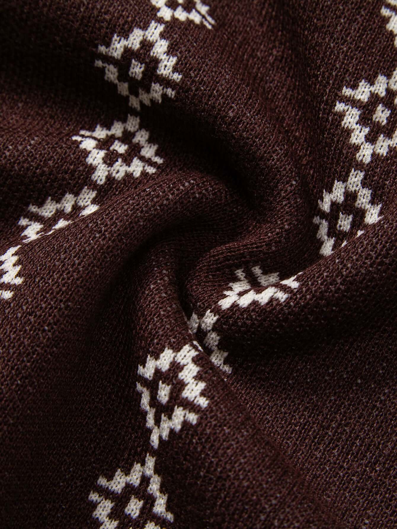 Polo Maille Col V à Motif Géométrique