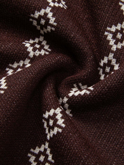 Polo Maille Col V à Motif Géométrique