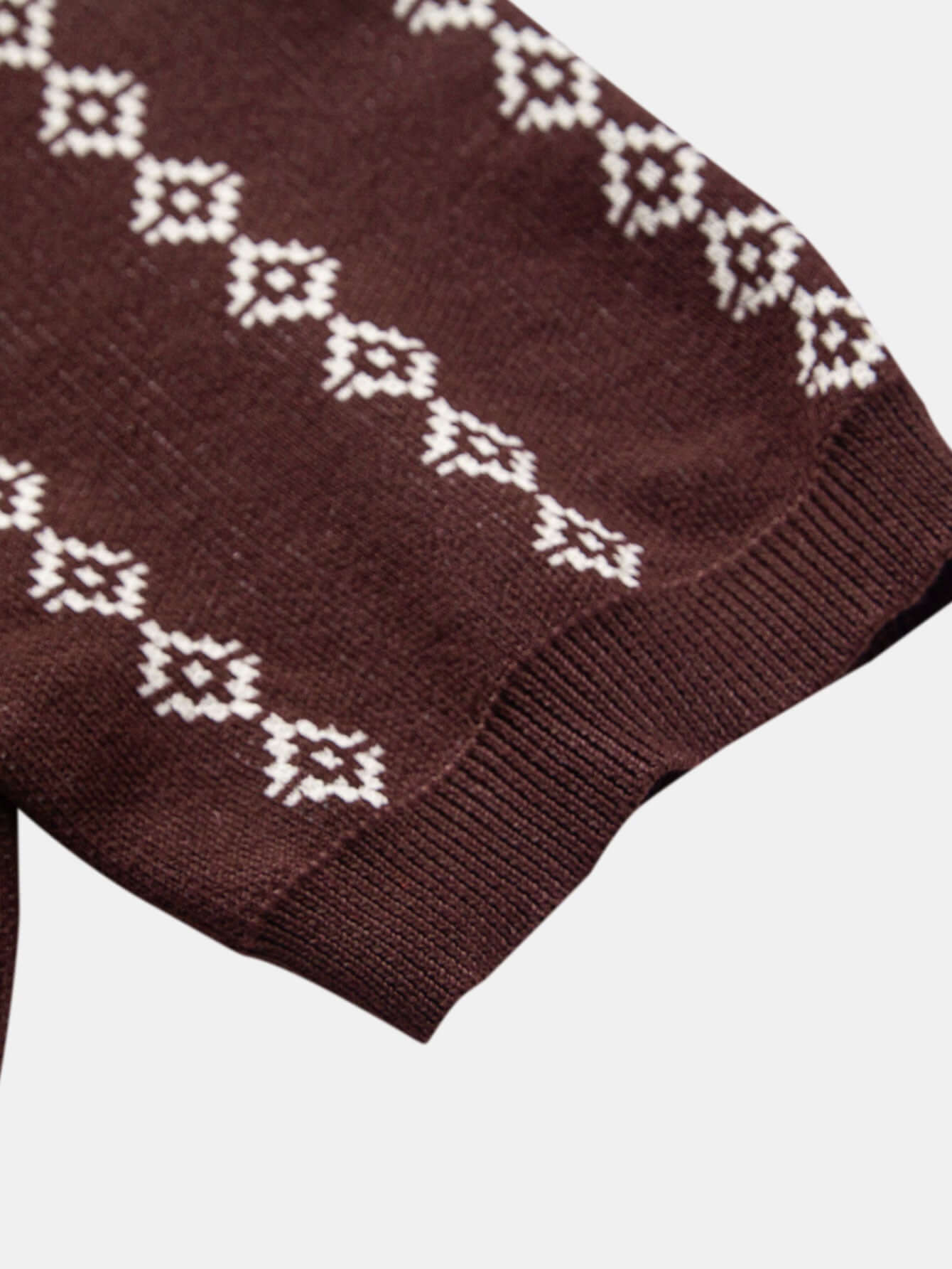Polo Maille Col V à Motif Géométrique