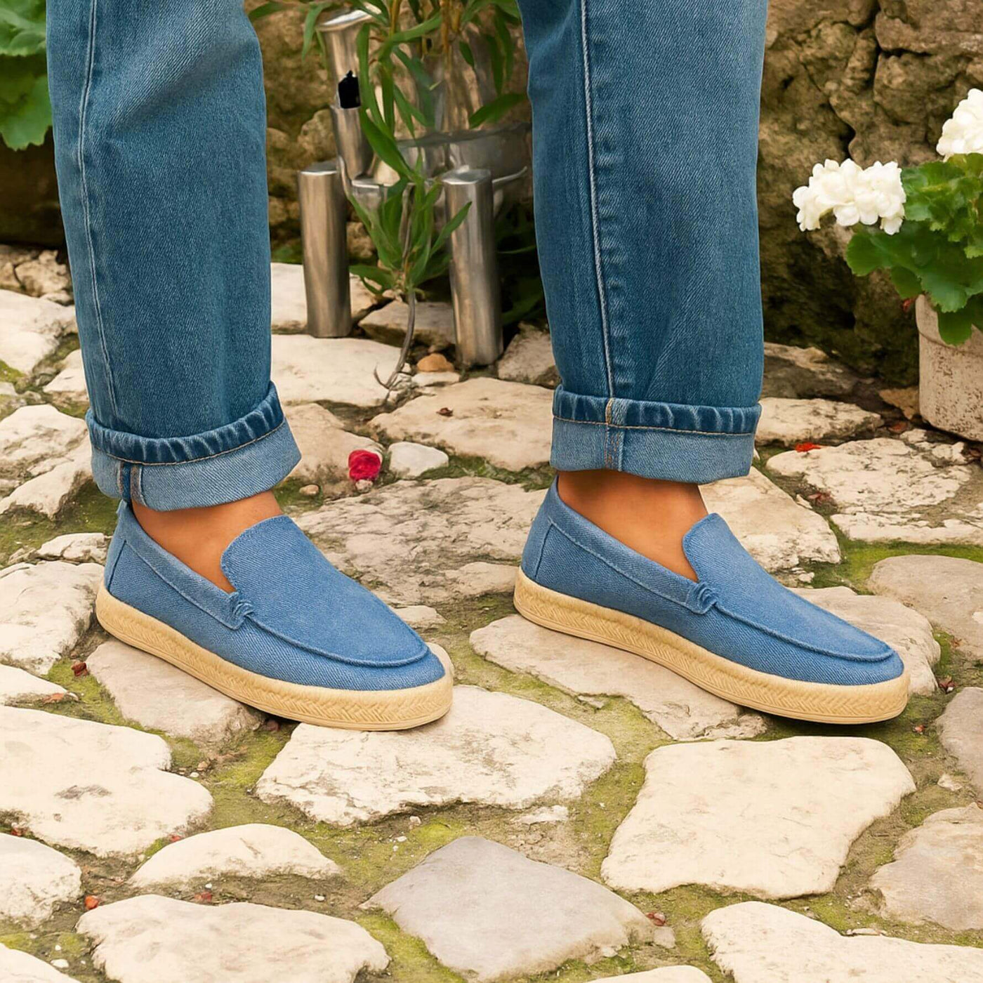 Espadrilles en Daim Bleu Azur