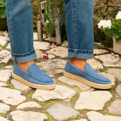 Espadrilles en Daim Bleu Azur