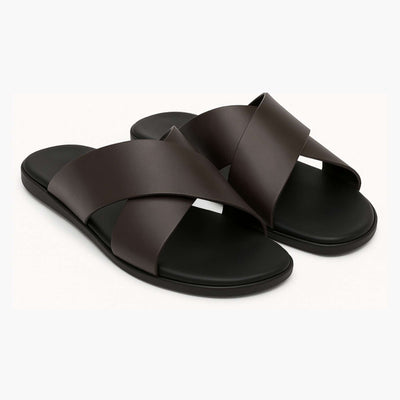 Sandales Homme à Lanières Croisées Brun Cacao