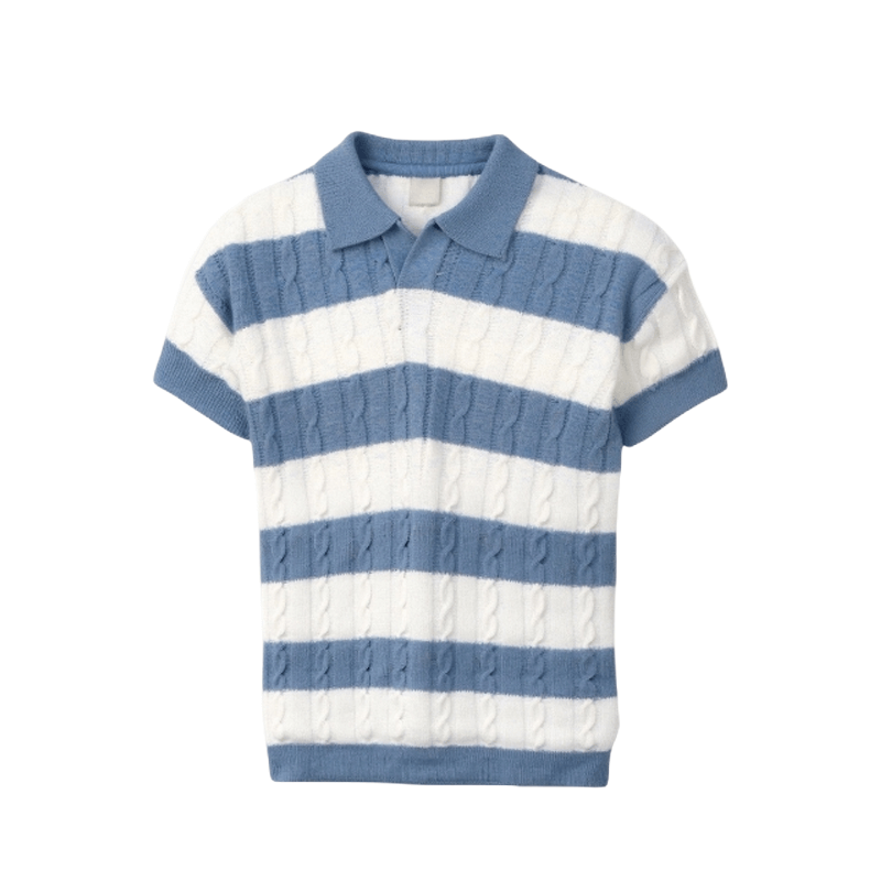 Polo élégant homme à rayures blanches – Slim fit & confortable