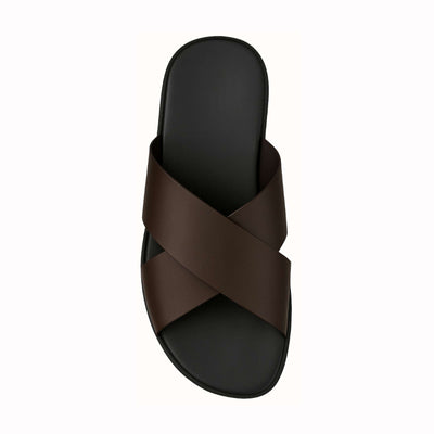Sandales Homme à Lanières Croisées Brun Cacao
